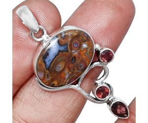 Rare Cady Mountain Agate and Garnet Pendant SDP152685 P-1293, 13x18 mm