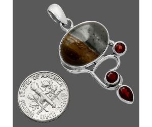 Polygram Jasper and Garnet Pendant SDP152688 P-1293, 13x18 mm