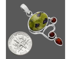 Stichtite and Garnet Pendant SDP152693 P-1293, 12x16 mm