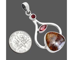 Rare Cady Mountain Agate and Garnet Pendant SDP152711 P-1187, 15x15 mm