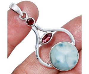 Larimar (Dominican Republic) and Garnet Pendant SDP152717 P-1187, 15x15 mm