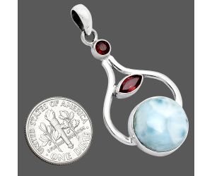 Larimar (Dominican Republic) and Garnet Pendant SDP152717 P-1187, 15x15 mm