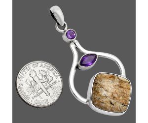 Rock Calcy and Amethyst Pendant SDP152738 P-1187, 15x15 mm