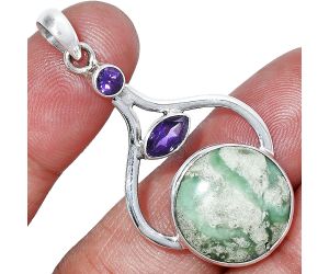 Utah Variscite and Amethyst Pendant SDP152741 P-1187, 17x17 mm