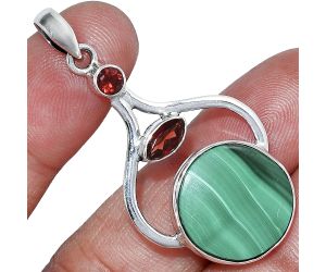 Malachite Eye and Garnet Pendant SDP152747 P-1187, 17x17 mm