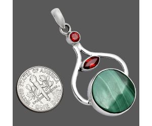 Malachite Eye and Garnet Pendant SDP152747 P-1187, 17x17 mm