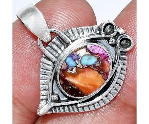 Evil Eye - Kingman Orange Dahlia Turquoise Pendant SDP152748 P-1112, 9x11 mm