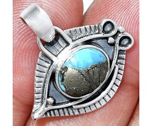 Evil Eye - Kingman Turquoise With Pyrite Pendant SDP152756 P-1112, 8x10 mm