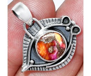 Evil Eye - Kingman Orange Dahlia Turquoise Pendant SDP152760 P-1112, 9x9 mm