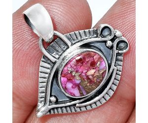 Evil Eye - Kingman Pink Dahlia Turquoise Pendant SDP152778 P-1112, 8x10 mm