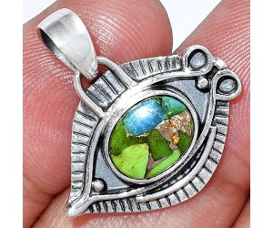 Evil Eye - Blue Turquoise In Green Mohave Pendant SDP152788 P-1112, 8x10 mm