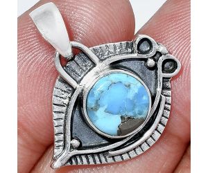 Evil Eye - Kingman Turquoise With Pyrite Pendant SDP152801 P-1112, 9x9 mm