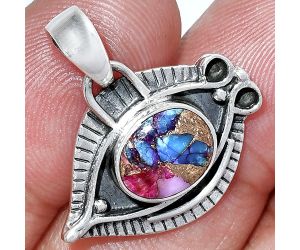 Evil Eye - Kingman Pink Dahlia Turquoise Pendant SDP152803 P-1112, 8x10 mm