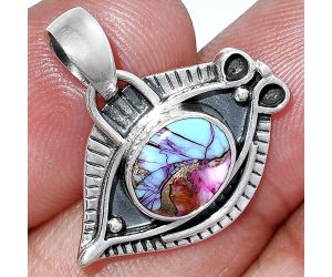 Evil Eye - Kingman Pink Dahlia Turquoise Pendant SDP152805 P-1112, 8x10 mm