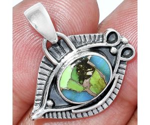 Evil Eye - Blue Turquoise In Green Mohave Pendant SDP152811 P-1112, 9x11 mm