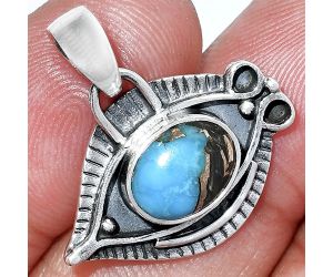 Evil Eye - Shell In Black Blue Turquoise Pendant SDP152814 P-1112, 8x10 mm