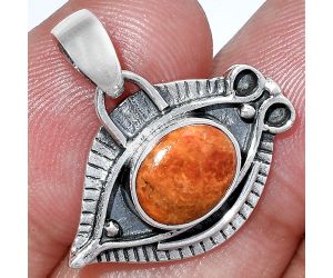 Evil Eye - Red Sponge Coral Pendant SDP152819 P-1112, 8x10 mm