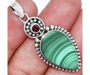 Malachite Eye and Garnet Pendant SDP152832 P-1500, 14x22 mm