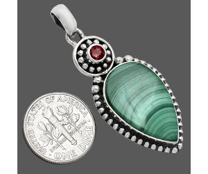 Malachite Eye and Garnet Pendant SDP152832 P-1500, 14x22 mm