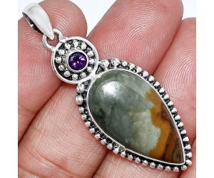 Polygram Jasper and Amethyst Pendant SDP152834 P-1500, 14x26 mm