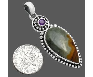 Polygram Jasper and Amethyst Pendant SDP152834 P-1500, 14x26 mm