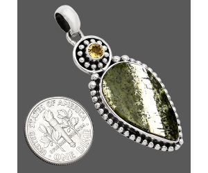 Natural Chrysotile and Citrine Pendant SDP152843 P-1500, 15x25 mm