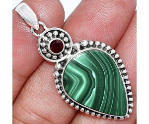 Malachite Eye and Garnet Pendant SDP152844 P-1500, 16x23 mm