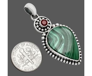 Malachite Eye and Garnet Pendant SDP152844 P-1500, 16x23 mm