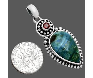 Peruvian Opalina and Garnet Pendant SDP152849 P-1500, 14x21 mm