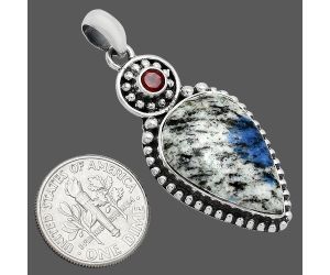 K2 Blue - Azurite In Quartz and Garnet Pendant SDP152851 P-1500, 15x23 mm