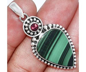 Malachite Eye and Garnet Pendant SDP152853 P-1500, 16x22 mm