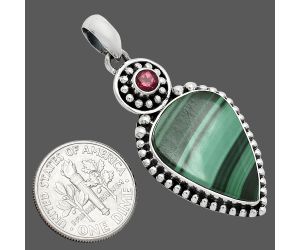 Malachite Eye and Garnet Pendant SDP152853 P-1500, 16x22 mm