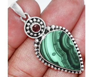 Malachite Eye and Garnet Pendant SDP152862 P-1500, 15x23 mm