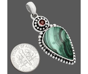 Malachite Eye and Garnet Pendant SDP152862 P-1500, 15x23 mm