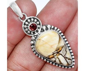 Brecciated Mookaite and Garnet Pendant SDP152868 P-1500, 14x23 mm