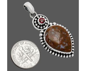 Red Moss Agate and Garnet Pendant SDP152872 P-1500, 15x20 mm