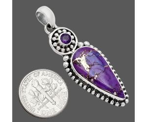 Copper Purple Turquoise and Amethyst Pendant SDP152874 P-1500, 11x23 mm