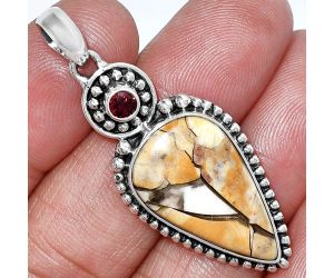 Brecciated Mookaite and Garnet Pendant SDP152875 P-1500, 14x24 mm