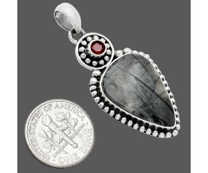 Picasso Jasper and Garnet Pendant SDP152881 P-1500, 15x22 mm