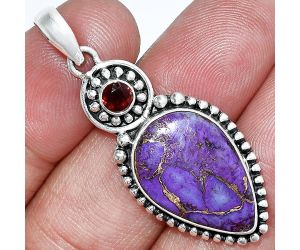 Copper Purple Turquoise and Garnet Pendant SDP152884 P-1500, 14x20 mm