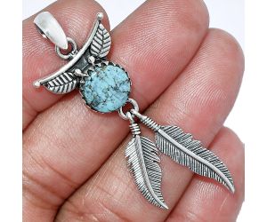 Feather - Natural Turquoise Morenci Mine Pendant SDP152899 P-1284, 10x10 mm