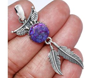 Feather - Copper Purple Turquoise Pendant SDP152900 P-1284, 11x11 mm