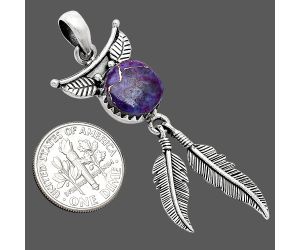 Feather - Copper Purple Turquoise Pendant SDP152900 P-1284, 11x11 mm