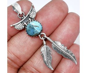 Feather - Kingman Turquoise With Pyrite Pendant SDP152911 P-1284, 10x10 mm