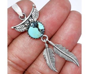 Feather - Lucky Charm Tibetan Turquoise Pendant SDP152917 P-1284, 10x10 mm