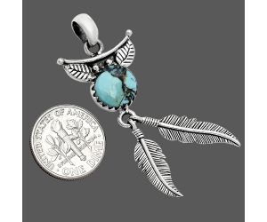 Feather - Lucky Charm Tibetan Turquoise Pendant SDP152917 P-1284, 10x10 mm