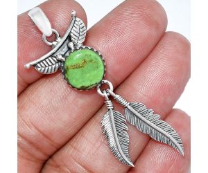 Feather - Copper Green Turquoise Pendant SDP152929 P-1284, 11x11 mm