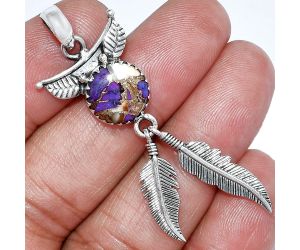 Feather - Spiny Oyster Turquoise Pendant SDP152931 P-1284, 11x11 mm