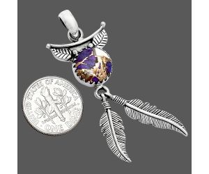 Feather - Spiny Oyster Turquoise Pendant SDP152931 P-1284, 11x11 mm