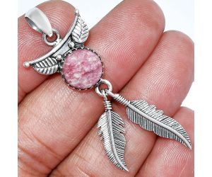 Feather - Pink Thulite Pendant SDP152932 P-1284, 10x10 mm